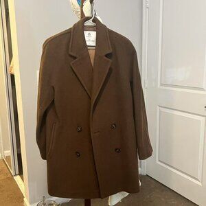 Elegant Brown Double-Breasted Coat